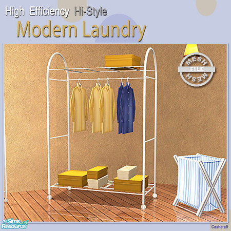 Sims 2 — Modern Laundry Extras - Clothing Rack Mesh by Cashcraft — Now that you\'ve installed a \"Hi-Efficiency