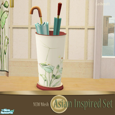 Sims 2 — Asian Inspired Umbrella Stand Mesh by Cashcraft — Who said you can't have an umbrella stand in your bedroom?
