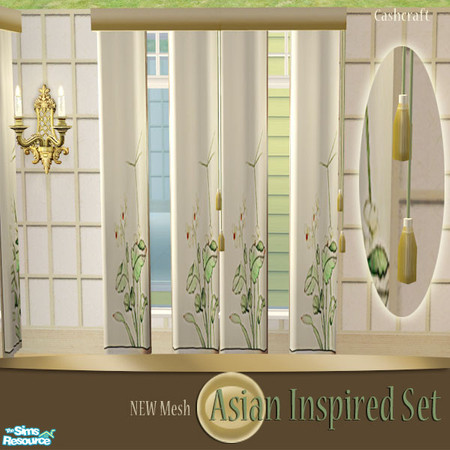 Sims 2 — Asian Inspired Curtain Mesh by Cashcraft — Asian inspired curtain made of soft, woven natural fabrics, it's sure