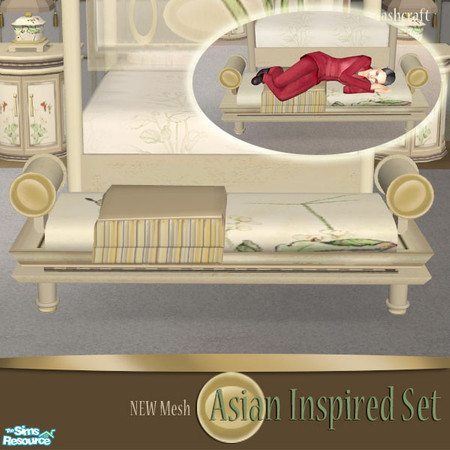 Sims 2 — Asian Inspired Loveseat by Cashcraft — An Asian inspired loveseat/daybed with throw, for a quick nap.
