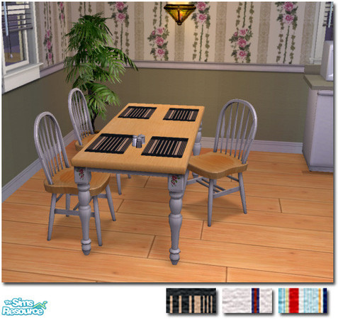 Sims 2 — Place Mats Set by TSR Archive — Two new mesh and three different colour options of each are included.