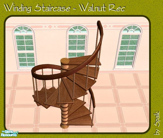 Sims 2 — Winding Staircase - Walnut REC by Spaik — Recolour in a medium shade of wood of the winding staircase, with a