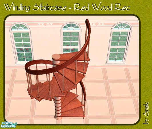 Sims 2 — Winding Staircase - Red Wood REC by Spaik — Recolour in reddish wood of the winding staircase, with a matching