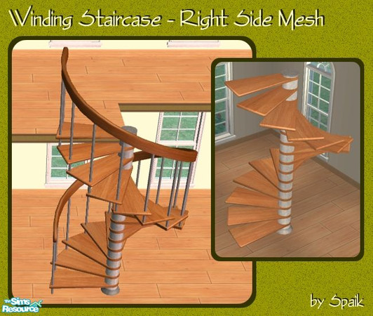 Sims 2 — Winding Staircase Right - MESH by Spaik — This stylish spiral staircase takes four tiles upstairs and