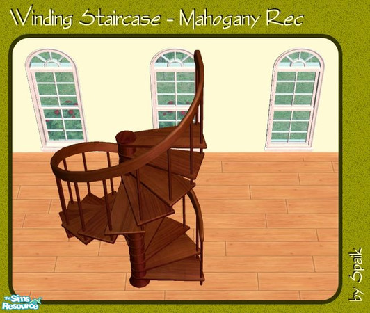 Sims 2 — Winding Staircase - Mahogany REC by Spaik — Recolour in dark wood of the winding staircase, with matching pole.