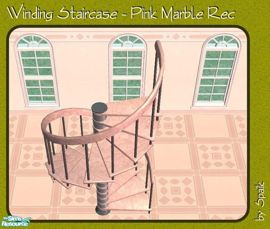 Sims 2 — Winding Staircase - Pink Marble REC by Spaik — Recolour in pink marble of the winding staircase, with a