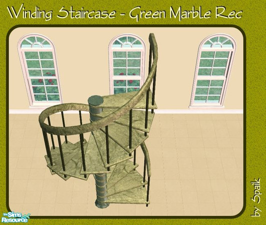 Sims 2 — Winding Staircase - Green Marble REC by Spaik — Recolour in green marble of the winding staircase, with a green