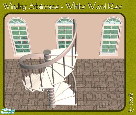 Sims 2 — Winding Staircase - White Wood REC by Spaik — Recolour in white wood of the winding staircase, with an iron