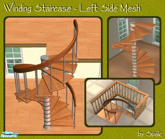 Sims 2 — Winding Staircase - MESH by Spaik — This stylish spiral staircase takes four tiles upstairs and downstairs; you