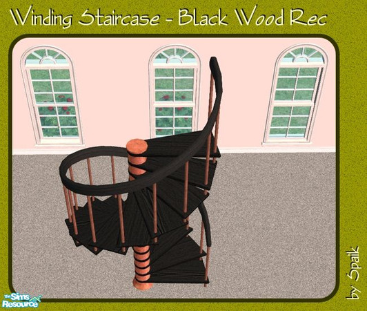 Sims 2 — Winding Staircase - Black Wood REC by Spaik — Recolour in black wood of the winding staircase, with a copper