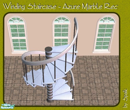 Sims 2 — Winding Staircase - Azure Marble REC by Spaik — Recolour in light blue marble of the winding staircase, with a