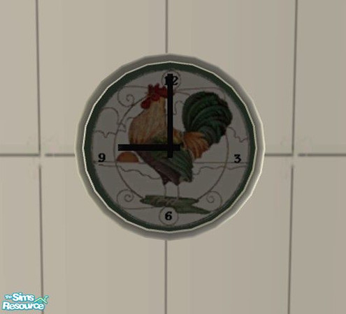 Sims 2 — Chanticleer Kitchen - Clock by Riverwillows — Cute kitchen in lovely greens and honey pine, featuring