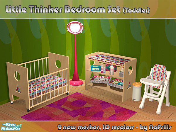 Sims 2 — Little Thinker Bedroom Set (Toddler) by NoFrills — Two new mesh files included, the crib and the baby table was