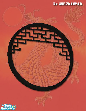 Sims 2 — Chinese round window 2 by Windkeeper — 2-tile Chinese metal work round window. Linked to "Chinese