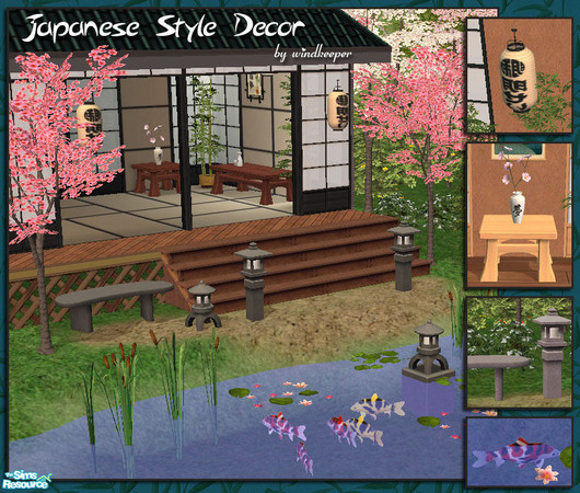 Sims 2 — Japanese Style Decor by Windkeeper — *Nov 27/06 updated to remove shine* Various Japanese style items for home