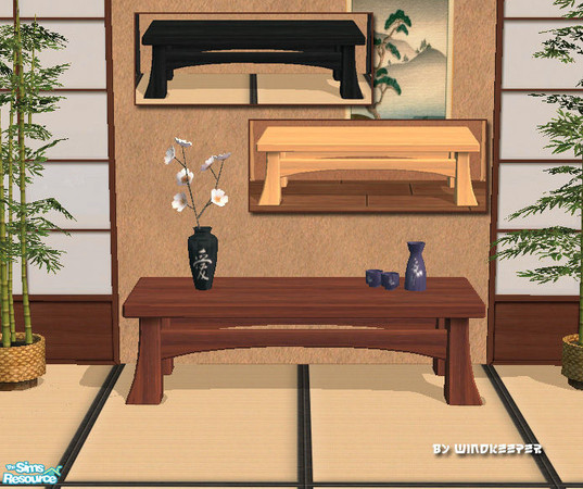 Sims 2 — Chodo 2-tile coffee table by Windkeeper — Chodo 2-tile coffee table. This mesh is linked to "Chodo coffee