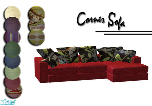 Sims 2 — Corner sofa by Sophel21 — this set will add 6 new cushion colors and 7 new sofa fabrics to cassandres White