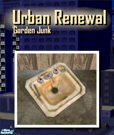 Sims 2 — Urban Renewal Broken Sink by Cyclonesue — An unusable broken object for your garden junk. Find under