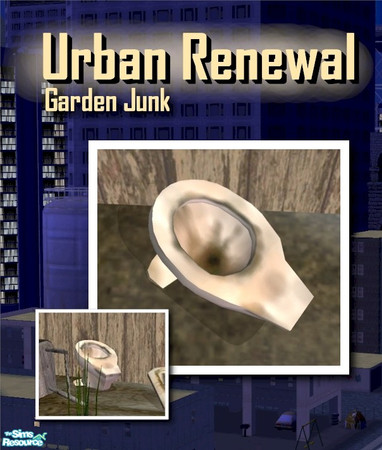 Sims 2 — Urban Renewal Broken Toilet by Cyclonesue — An unusable broken object for your garden junk. Find under