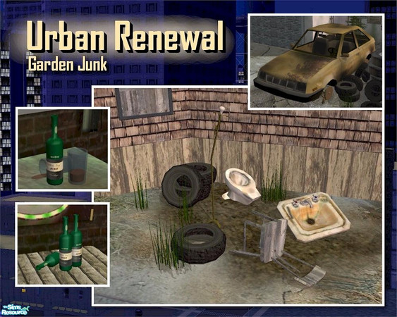 Sims 2 — Urban Renewal Garden Junkyard by Cyclonesue — Unusable junk for your untidy Sims! All items package with