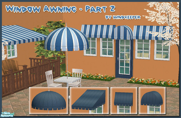 Sims 2 — Window Awning - Part 2 by Windkeeper — Additional awnings for the windows. Set includes matching umbrella as
