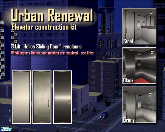 Sims 2 — Elevator Sliding Door (Recolours) by Cyclonesue — Three 'lift' recolours of Windkeeper's HELIOS SLIDING DOOR.