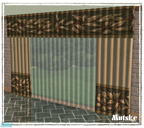 Sims 2 — Cameo Curtains 3tile Diagonal New Mesh by Mutske — 