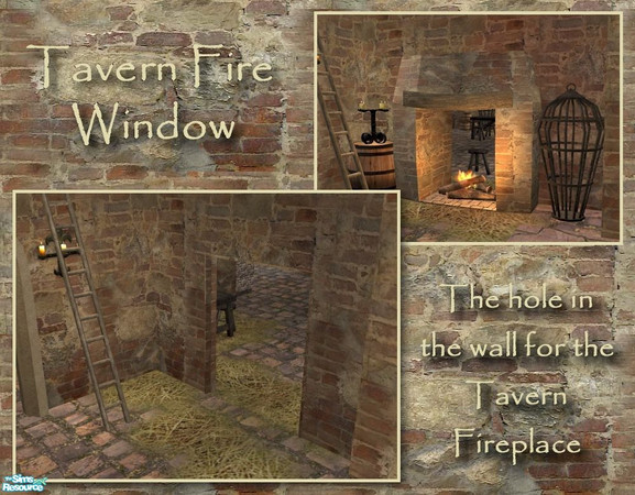 Sims 2 — Tavern Fireplace Window by Cyclonesue — Requires the TAVERN FIREPLACE! This window makes a glass-free hole in