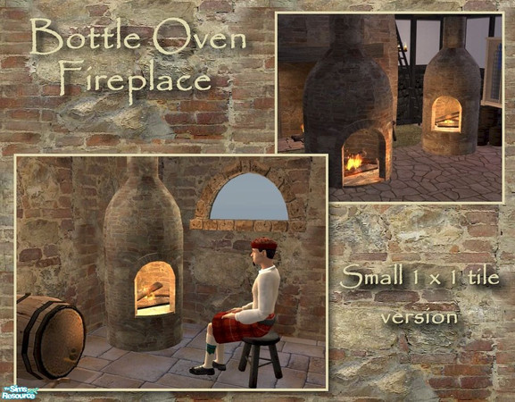 Sims 2 — 1 x 1 Bottle Oven Fireplace by Cyclonesue — A small fire in the shape of a bottle oven. Found under
