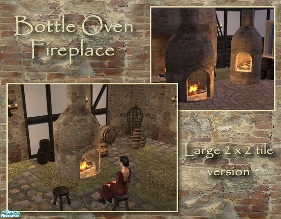 Sims 2 — 2x2 Tile Bottle Oven Fireplace by Cyclonesue — A 2x2 tile freestanding fireplace. See notes about this