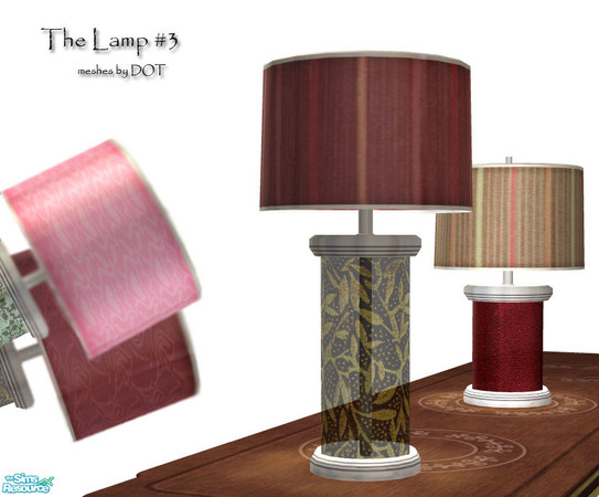Sims 2 — The Lamp 3 by Sophel21 — shade recolors of DOTs fantastic SimFina lamp. The set includes recolors of the normal