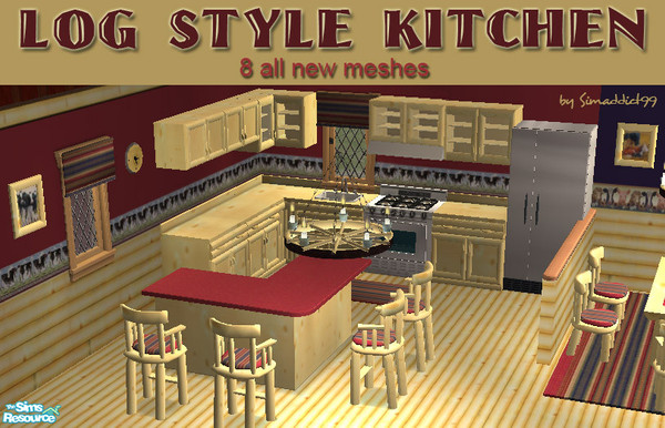 Sims 2 — Log Kitchen by Simaddict99 — As requested, here is a matching kitchen to my Log Style furniture sets. Consists