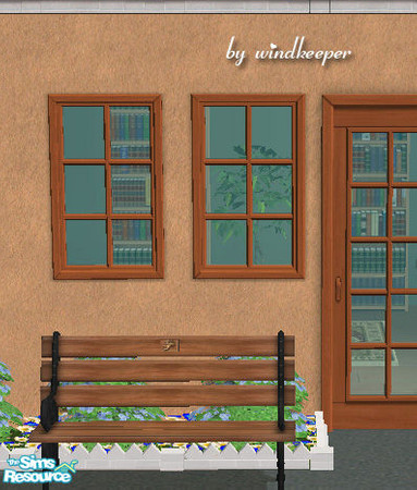 Sims 2 — Murray window - oak by Windkeeper — Oak recolor of Murray window. Will also work for 2-tile window from this