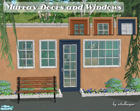 Sims 2 — Murray Doors and Windows by Windkeeper — Set of double-color glass doors and matching windows.