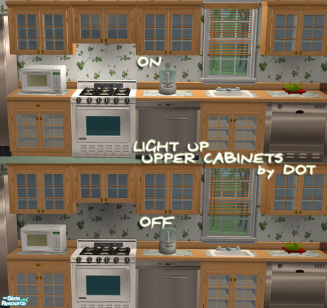 Sims 2 — Light Up Upper Cabinets by DOT — Light Up Upper Cabinets. Sims 2 by DOT of The Sims Resource. Made with in-game