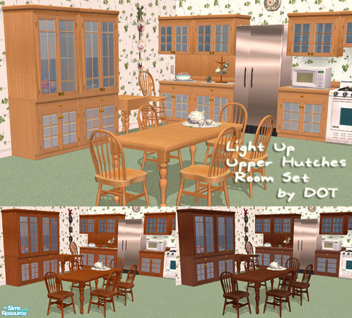 Sims 2 — Light Up Upper Hutches by DOT — Light Up Upper Hutch and matching room set. Sims 2 by DOT of The Sims Resource.
