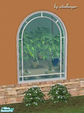 Sims 2 — Belangie 2-tile arch window by Windkeeper — Uses all the colors of Maxis Lafenetre full-size window and any