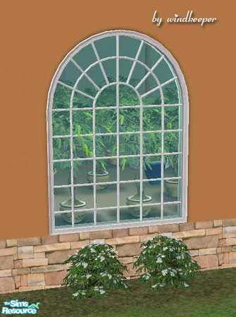 Sims 2 — Lafenetre 2-tile arch window by Windkeeper — Uses all the colors of Maxis Lafenetre full-size window and any