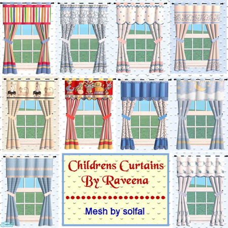 Sims 2 — Childrens Curtains by Raveena — Colorful and dainty curtains for your children's and nursery room. You can mix