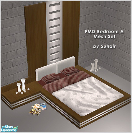 Sims 2 — PMD Bedroom A - Mesh set by Sunair — PMD Bedroom A - Mesh set (darkwood)