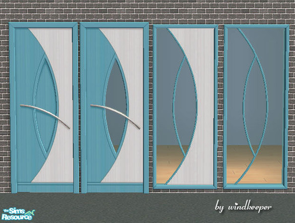 Sims 2 — Cadena blue ice finish by Windkeeper — This wood recolor will work for all doors and windows from this set.