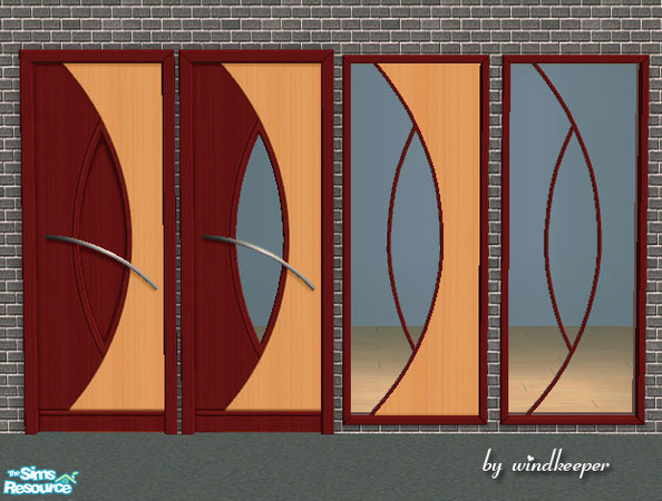 Sims 2 — Cadena burgundy finish by Windkeeper — This wood recolor will work for all doors and windows from this set.