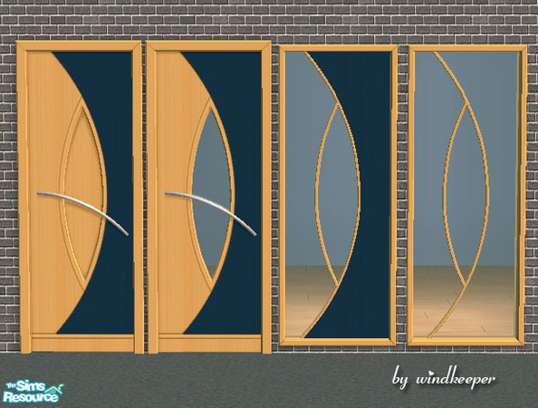 Sims 2 — Cadena blue finish by Windkeeper — This wood recolor will work for all doors and windows from this set.