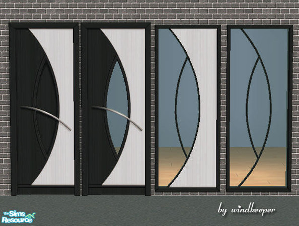 Sims 2 — Cadena black and white finish by Windkeeper — This wood recolor will work for all doors and windows from this