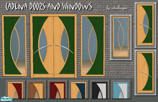Sims 2 — Cadena Doors and Windows by Windkeeper — Set of modern style doors and matching windows. Includes double door