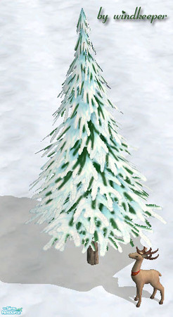 Sims 2 — Snow pine tree by Windkeeper — Recolor of Maxis pine tree. Will also work for small pine trees included in this