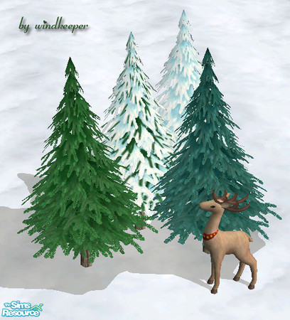 Sims 2 — Small pine tree 2 by Windkeeper — Small pine tree. Uses all the colors of Maxis pine tree. Additional recolors