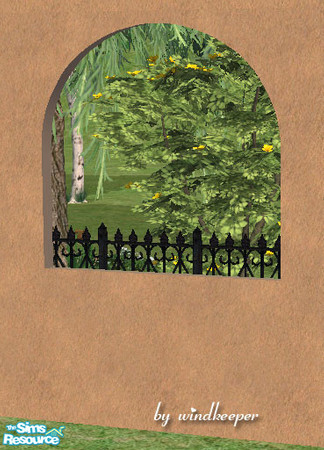 Sims 2 — Miami 2-tile short window by Windkeeper — Frameless window designed to blend in with any wall. The inside cover
