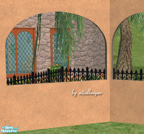 Sims 2 — Miami 2-tile short window diagonal by Windkeeper — Diagonal version of "Miami 2-tile short window"