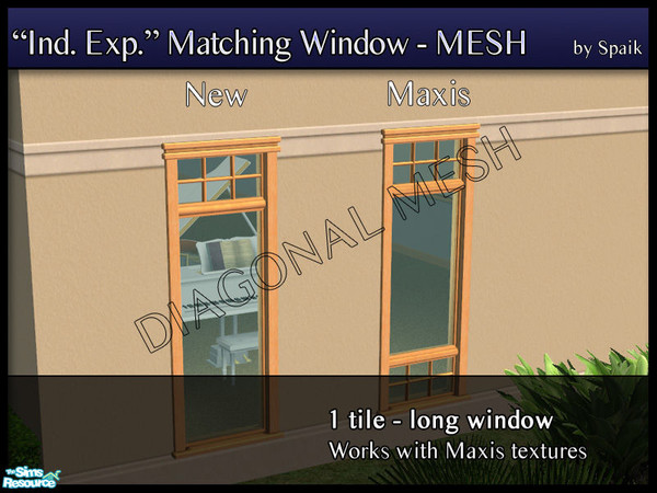 Sims 2 — Independent Expressions 1-tile long window DIAGONAL by Spaik — Matching window for Maxis Independent Expressions